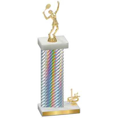 Accented Single Silver Carbon Fiber First Place Tennis Trophy