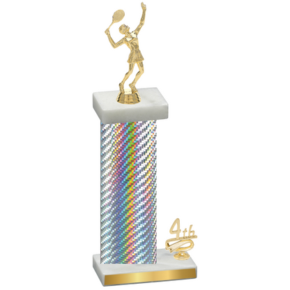 Accented Single Silver Carbon Fiber Fourth Place Tennis Trophy