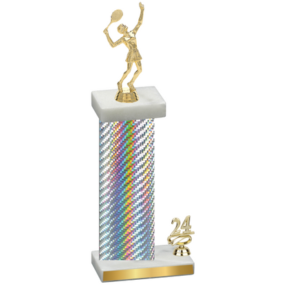 Accented Single Silver Carbon Fiber Year Tennis Trophy