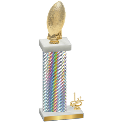 Accented Single Silver Carbon Fiber First Place Football Trophy