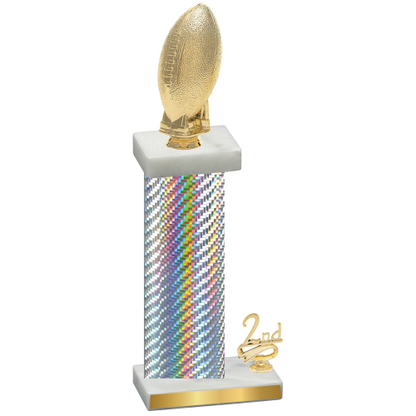 Accented Single Silver Carbon Fiber Second Place Football Trophy
