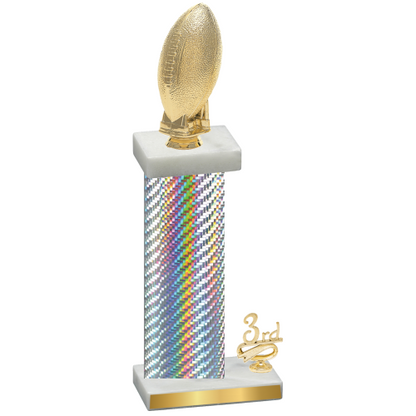 Accented Single Silver Carbon Fiber Third Place Football Trophy