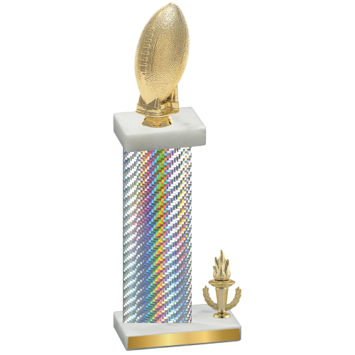 Accented Single Silver Carbon Fiber Victory Football Trophy