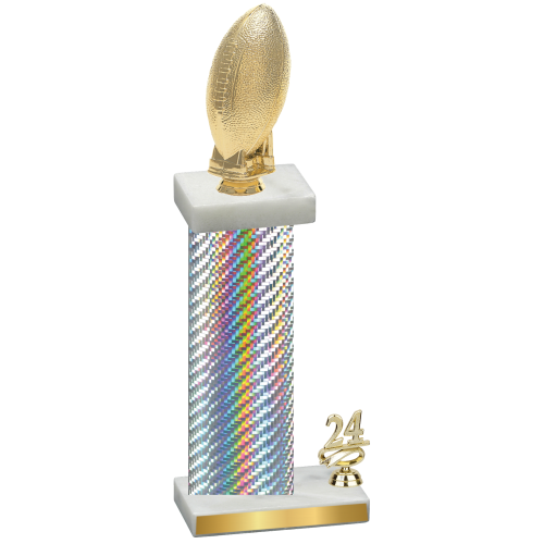 Accented Single Silver Carbon Fiber Year Football Trophy