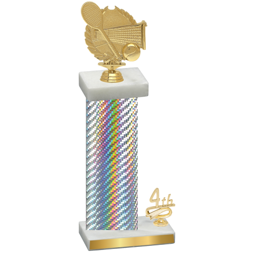 Accented Single Silver Carbon Fiber Fourth Place Tennis Trophy
