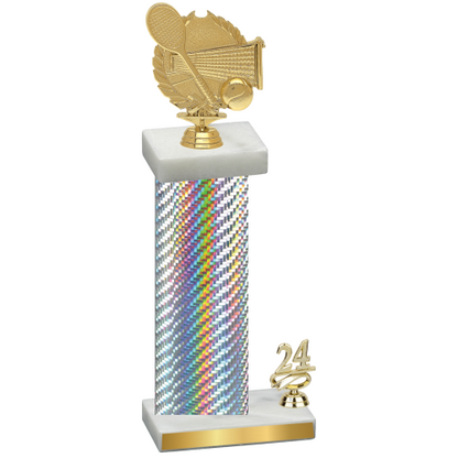 Accented Single Silver Carbon Fiber Year Tennis Trophy