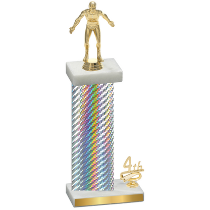 Accented Single Silver Carbon Fiber Fourth Place Wrestling Trophy