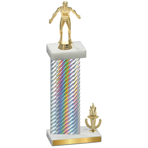 Accented Single Silver Carbon Fiber Victory Wrestling Trophy