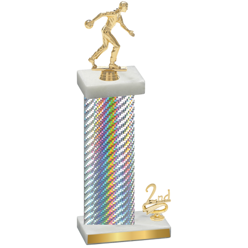 Accented Single Silver Carbon Fiber Second Place Bowling Trophy