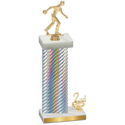 Accented Single Silver Carbon Fiber Second Place Bowling Trophy