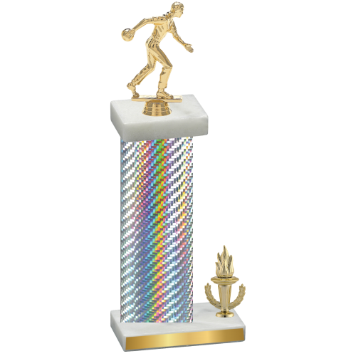 Accented Single Silver Carbon Fiber Victory Bowling Trophy