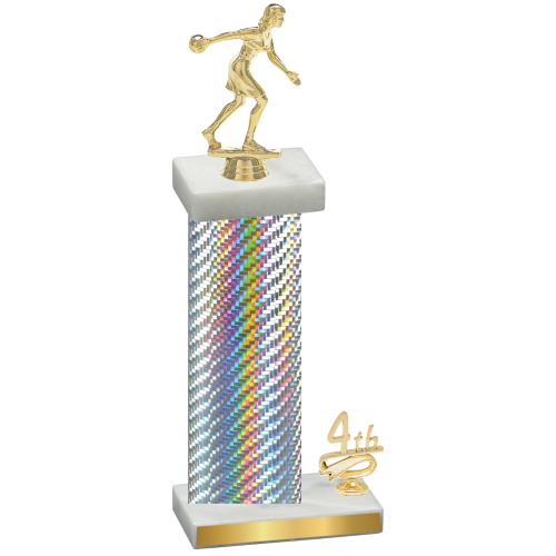 Accented Single Silver Carbon Fiber Fourth Place Bowling Trophy