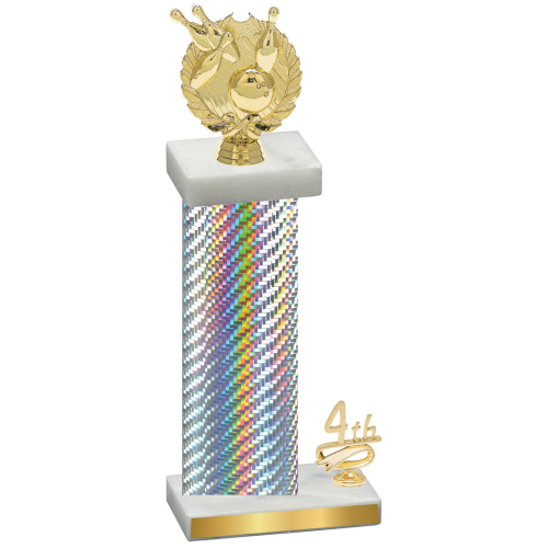 Accented Single Silver Carbon Fiber Fourth Place Bowling Trophy