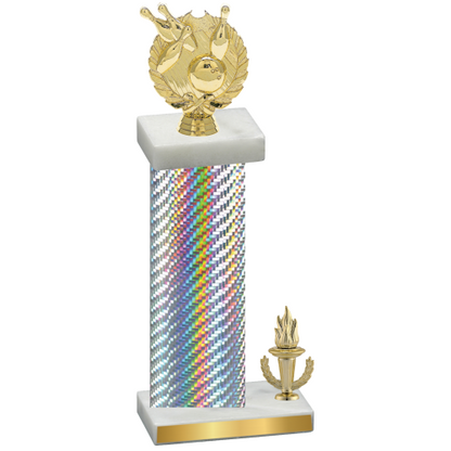 Accented Single Silver Carbon Fiber Victory Bowling Trophy