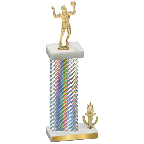 Accented Single Silver Carbon Fiber Victory Volleyball Trophy