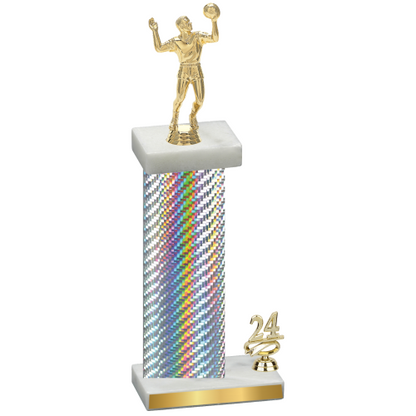 Accented Single Silver Carbon Fiber Year Volleyball Trophy