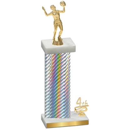 Accented Single Silver Carbon Fiber Fourth Place Volleyball Trophy
