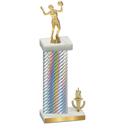 Accented Single Silver Carbon Fiber Victory Volleyball Trophy