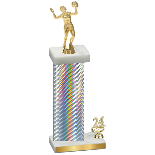 Accented Single Silver Carbon Fiber Year Volleyball Trophy