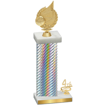 Accented Single Silver Carbon Fiber Fourth Place Volleyball Trophy