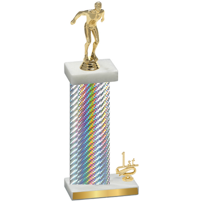 Accented Single Silver Carbon Fiber First Place Swimming Trophy