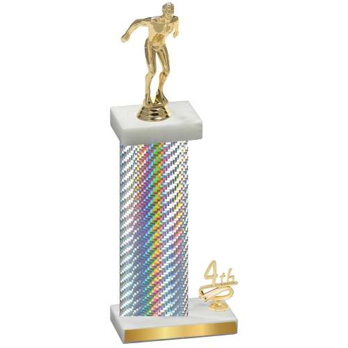 Accented Single Silver Carbon Fiber Fourth Place Swimming Trophy