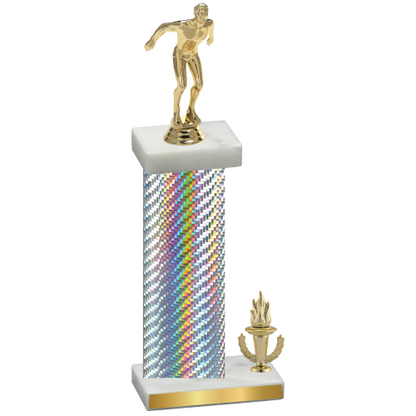 Accented Single Silver Carbon Fiber Victory Swimming Trophy