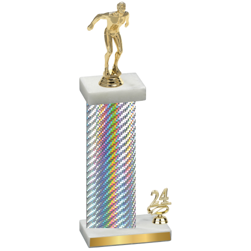 Accented Single Silver Carbon Fiber Year Swimming Trophy