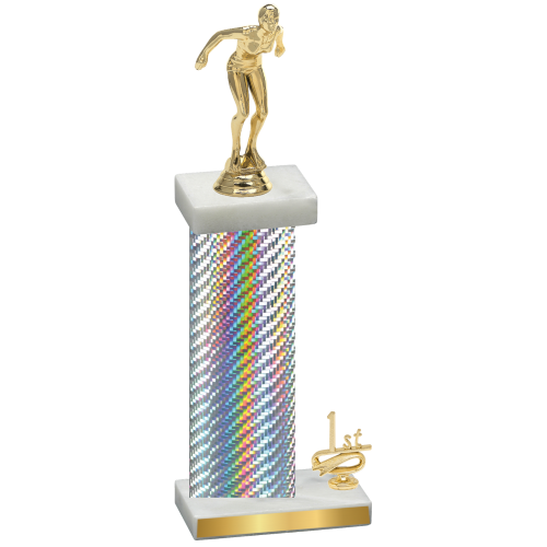 Accented Single Silver Carbon Fiber First Place Tennis Trophy