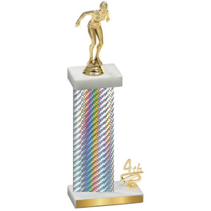 Accented Single Silver Carbon Fiber Fourth Place Tennis Trophy