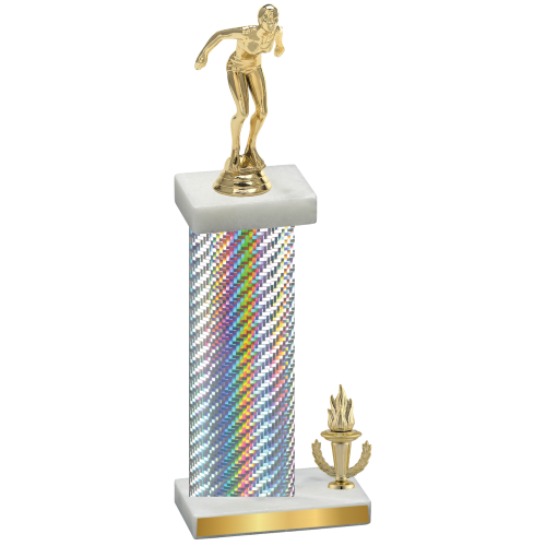 Accented Single Silver Carbon Fiber Victory Tennis Trophy