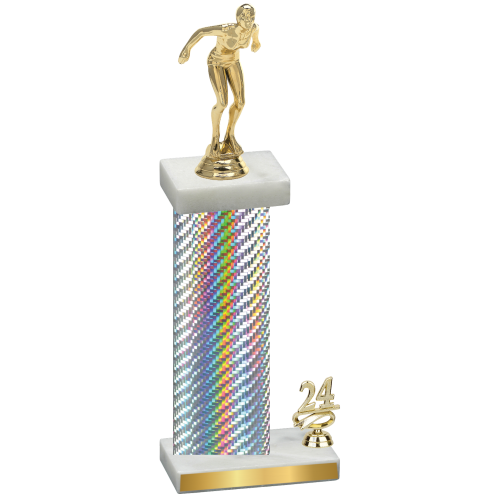 Accented Single Silver Carbon Fiber Year Tennis Trophy