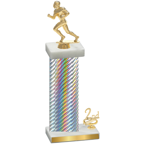 Accented Single Silver Carbon Fiber Second Place Football Trophy