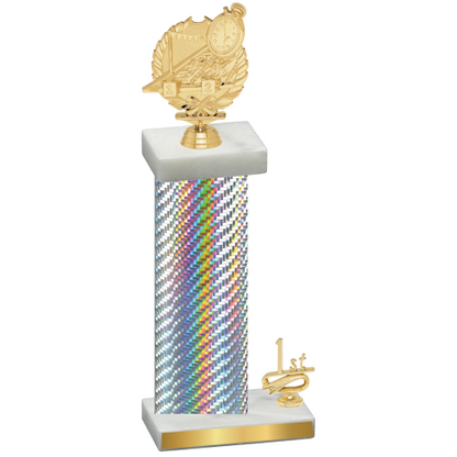 Accented Single Silver Carbon Fiber First Place Swimming Trophy