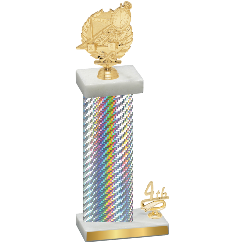 Accented Single Silver Carbon Fiber Fourth Place Swimming Trophy