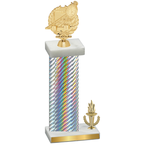 Accented Single Silver Carbon Fiber Victory Swimming Trophy