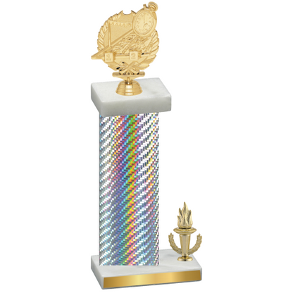 Accented Single Silver Carbon Fiber Victory Swimming Trophy