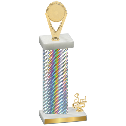 Accented Single Silver Carbon Fiber Third Place Insert Trophy