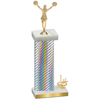 Accented Single Silver Carbon Fiber First Place Cheerleading Trophy