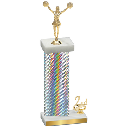 Accented Single Silver Carbon Fiber Second Place Cheerleading Trophy
