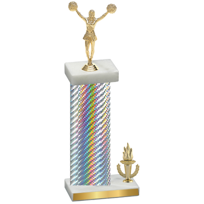 Accented Single Silver Carbon Fiber Victory Cheerleading Trophy