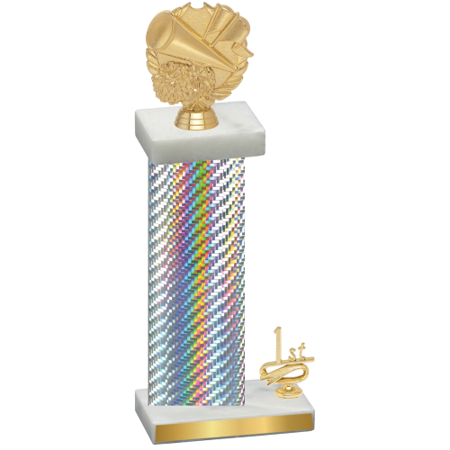 Accented Single Silver Carbon Fiber First Place Cheerleading Trophy