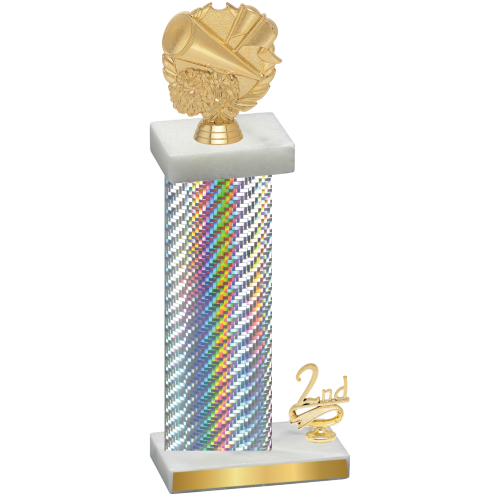 Accented Single Silver Carbon Fiber Second Place Cheerleading Trophy