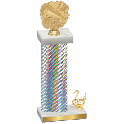 Accented Single Silver Carbon Fiber Second Place Cheerleading Trophy