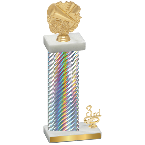 Accented Single Silver Carbon Fiber Third Place Cheerleading Trophy