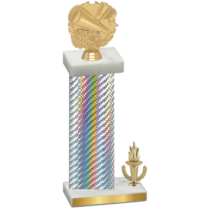 Accented Single Silver Carbon Fiber Victory Cheerleading Trophy