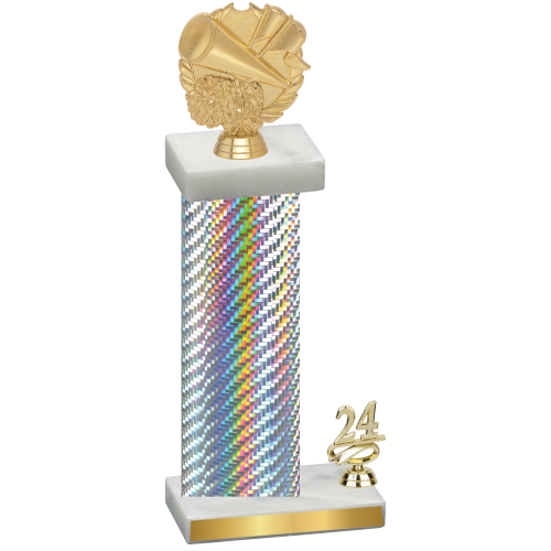 Accented Single Silver Carbon Fiber Year Cheerleading Trophy