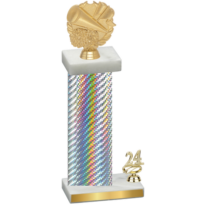 Accented Single Silver Carbon Fiber Year Cheerleading Trophy