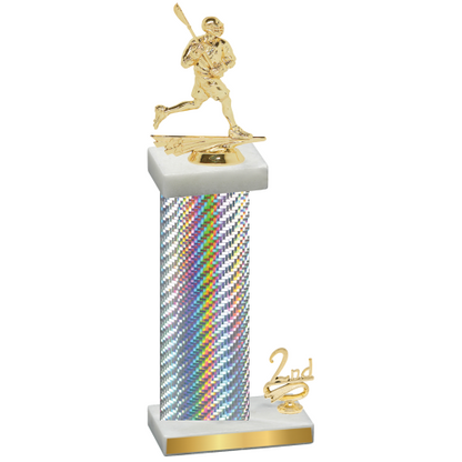 Accented Single Silver Carbon Fiber Second Place Lacrosse Trophy