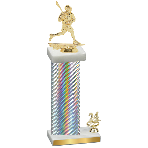 Accented Single Silver Carbon Fiber Year Lacrosse Trophy